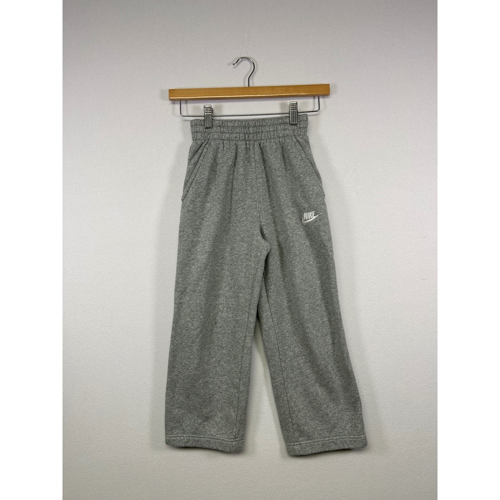Athletic Nike Kids S Gray‎ Fleece Elastic Waist Relaxed Straight Leg Sweatpants
